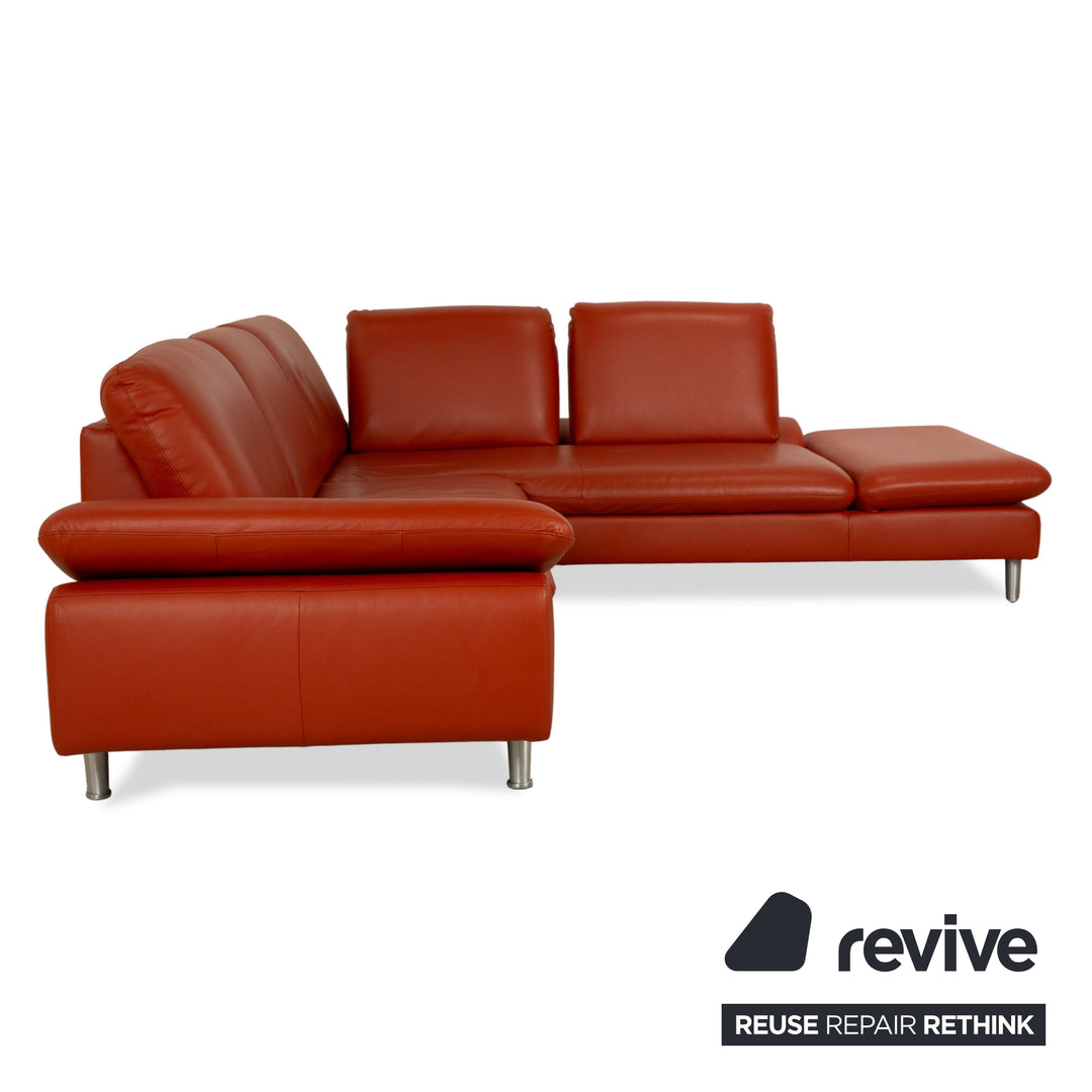 Willi Schillig Loop Leder Ecksofa Sofa Couch Orange Rot manuelle Funktion