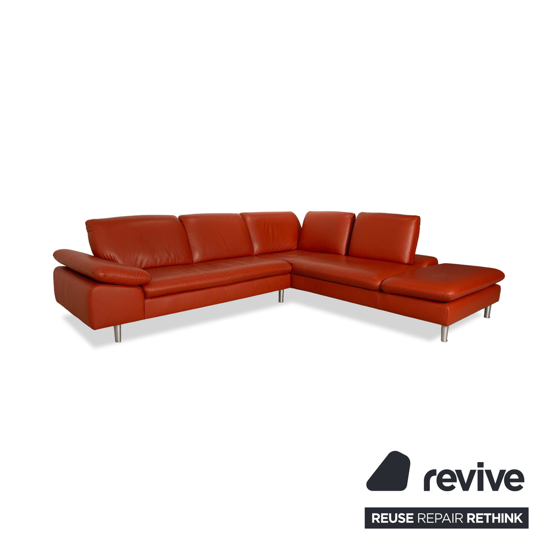 Willi Schillig Loop Leder Ecksofa Sofa Couch Orange Rot manuelle Funktion