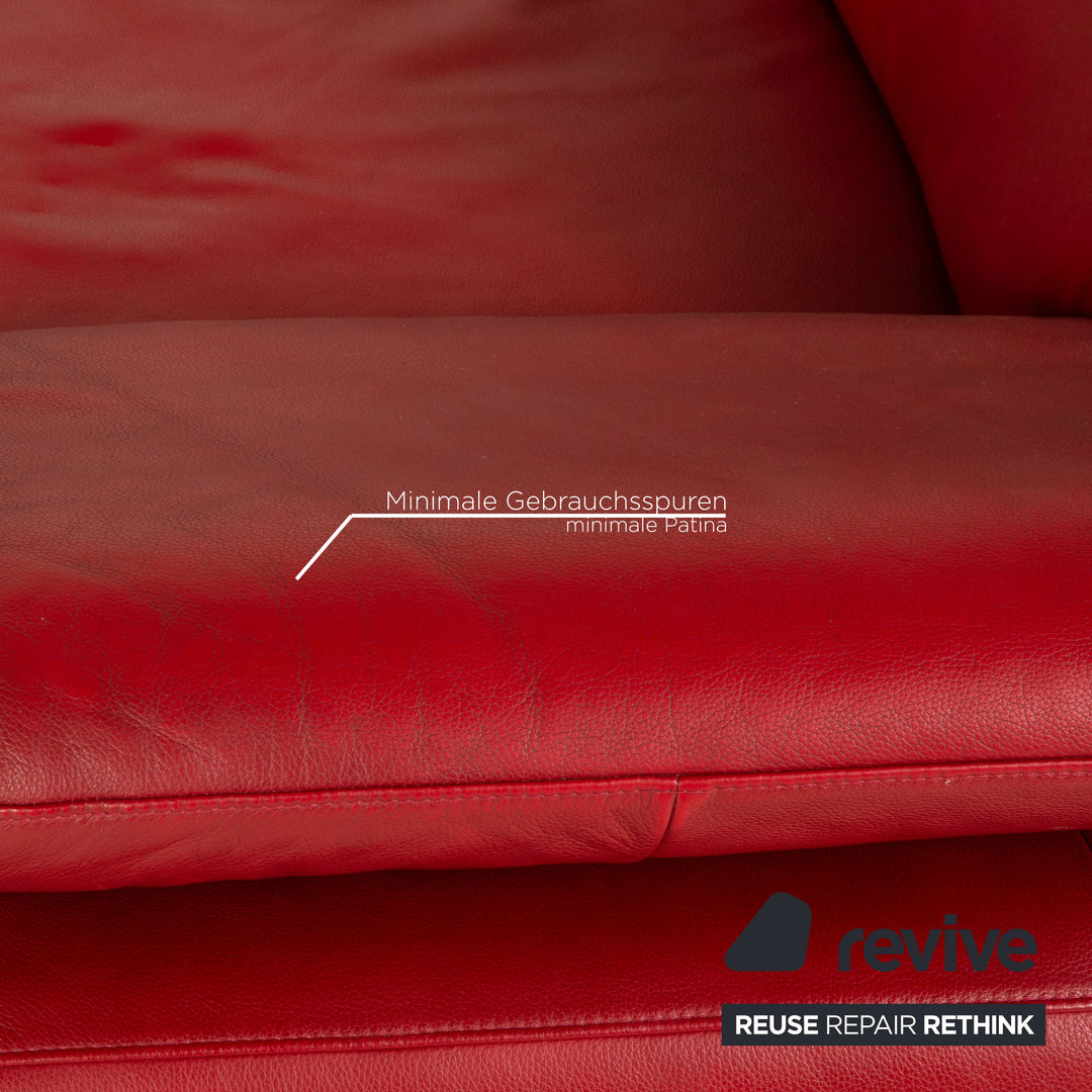 Willi Schillig Loop Leather Corner Sofa Red Manual Function Recamiere Left Sofa Couch