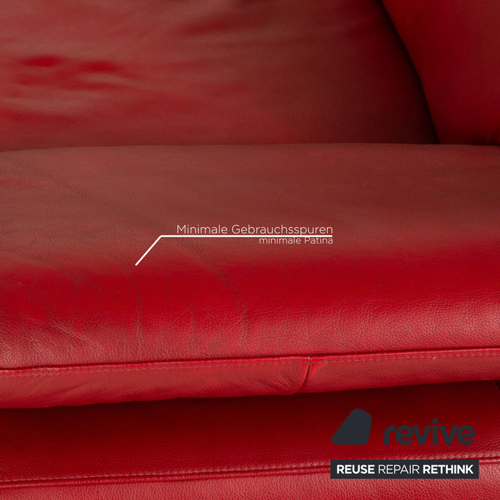 Willi Schillig Loop Leather Corner Sofa Red Manual Function Recamiere Left Sofa Couch