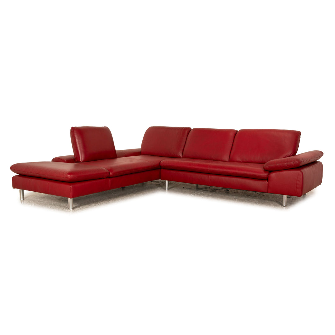 Willi Schillig Loop Leather Corner Sofa Red Manual Function Recamiere Left Sofa Couch