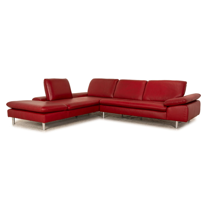 Willi Schillig Loop Leather Corner Sofa Red Manual Function Recamiere Left Sofa Couch