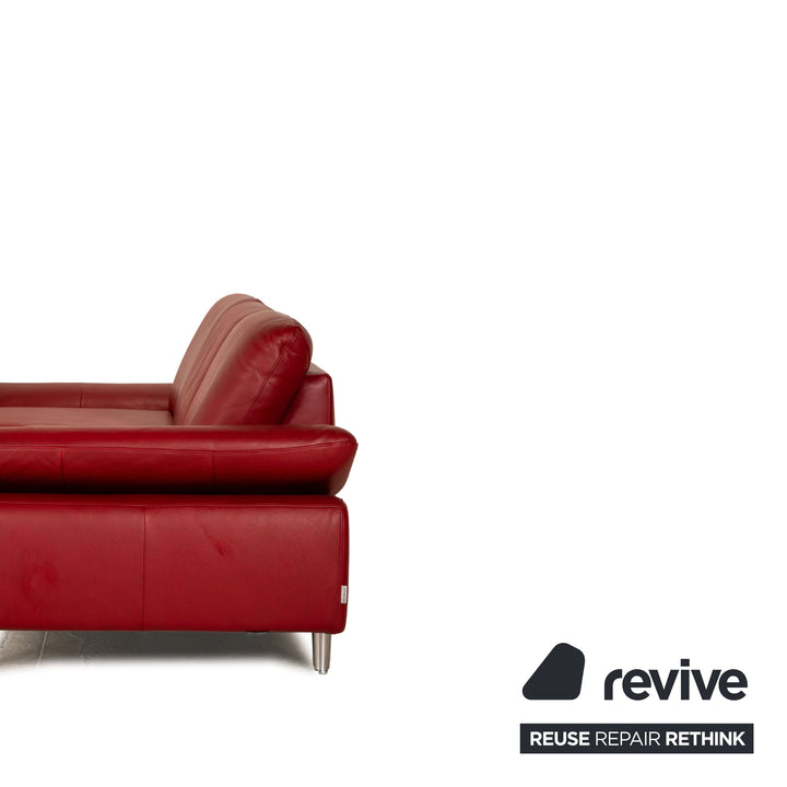 Willi Schillig Loop Leather Corner Sofa Red Manual Function Recamiere Left Sofa Couch
