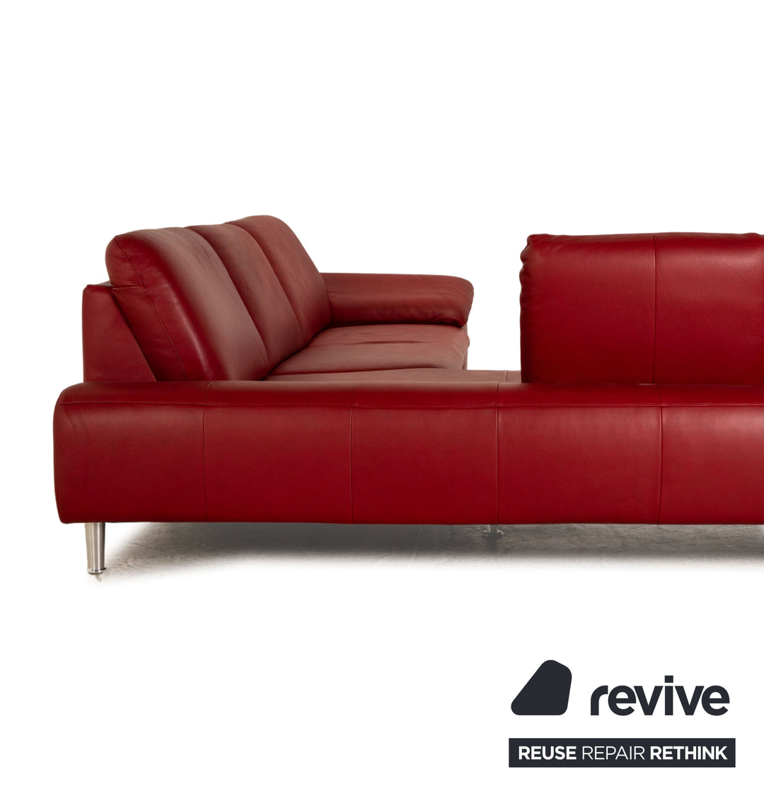 Willi Schillig Loop Leather Corner Sofa Red Manual Function Recamiere Left Sofa Couch
