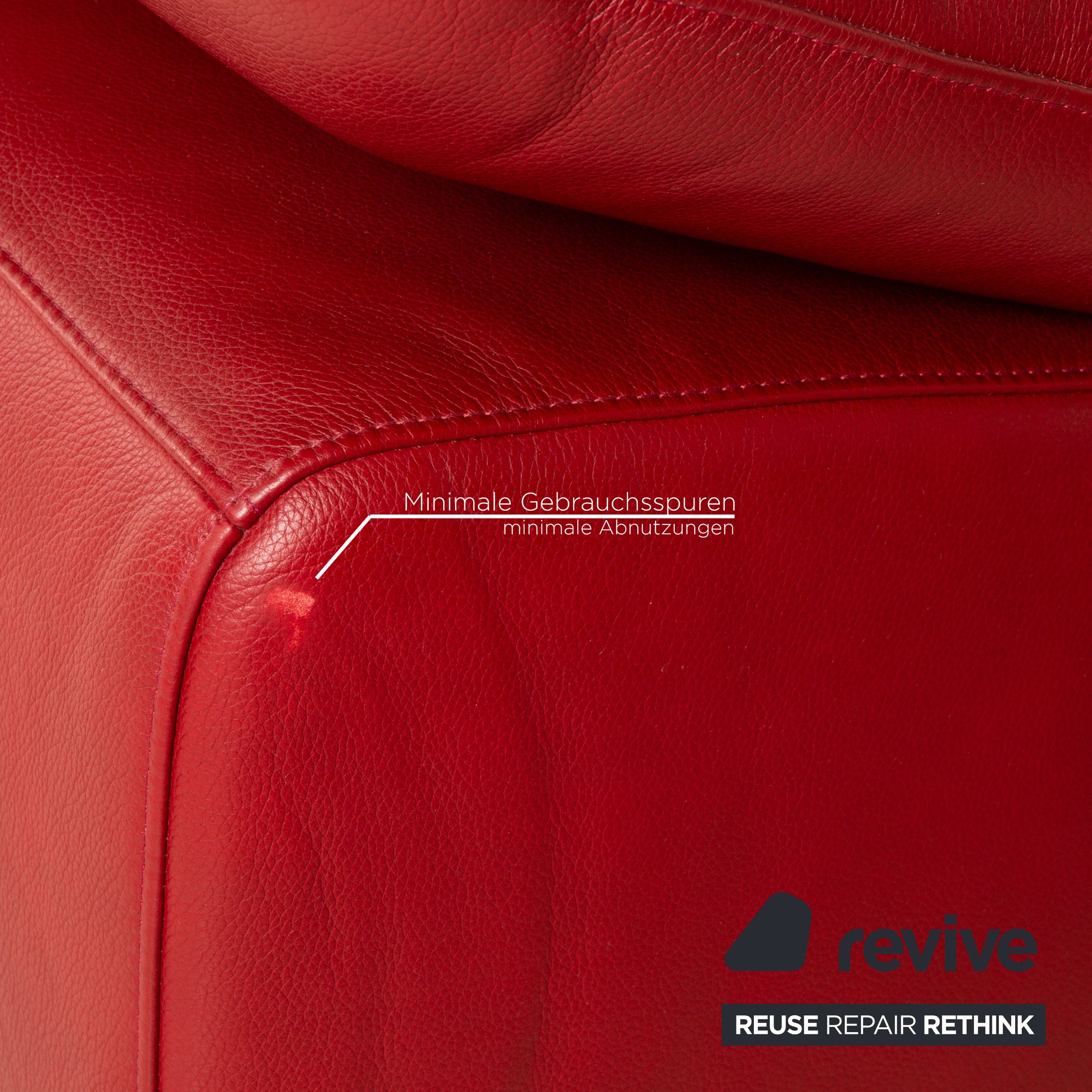 Willi Schillig Loop Leder Ecksofa Rot manuelle Funktion Recamiere Links Sofa Couch