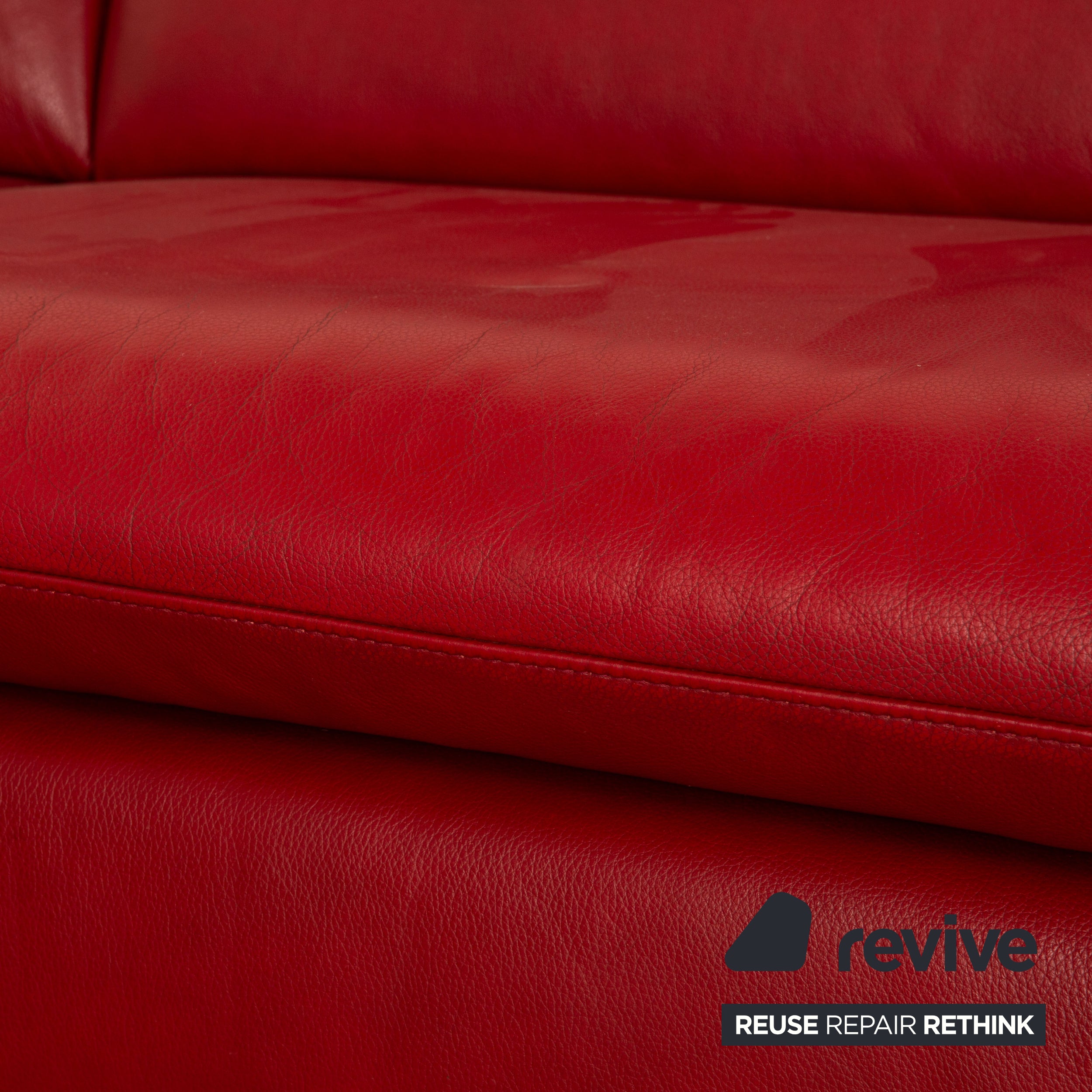 Willi Schillig Loop Leder Ecksofa Rot manuelle Funktion Recamiere Links Sofa Couch