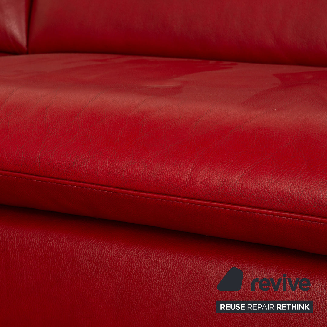 Willi Schillig Loop Leather Corner Sofa Red Manual Function Recamiere Left Sofa Couch