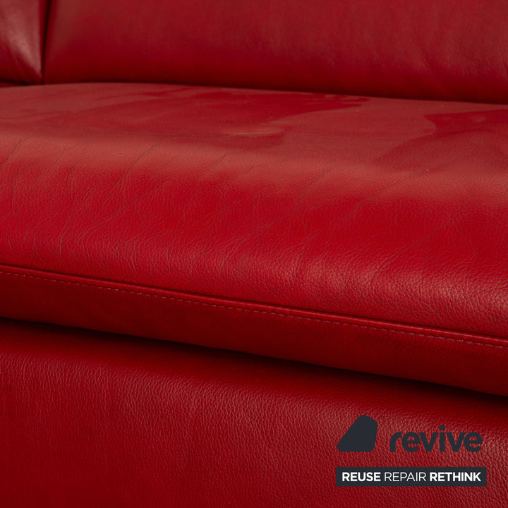 Willi Schillig Loop Leather Corner Sofa Red Manual Function Recamiere Left Sofa Couch