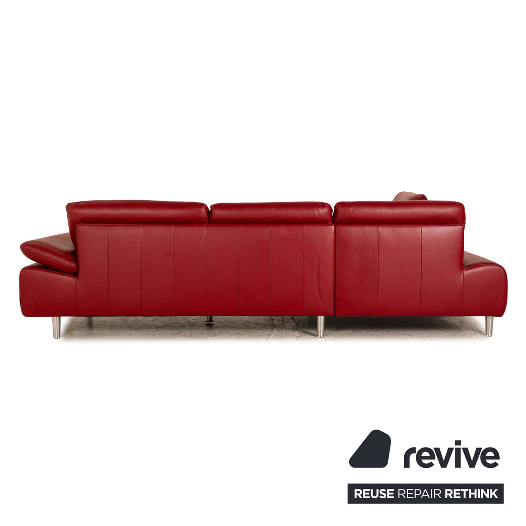 Willi Schillig Loop Leather Corner Sofa Red Manual Function Recamiere Left Sofa Couch