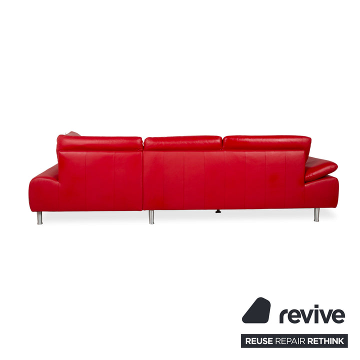 Willi Schillig Loop Leder Ecksofa Rot manuelle Funktion Recamiere Rechts