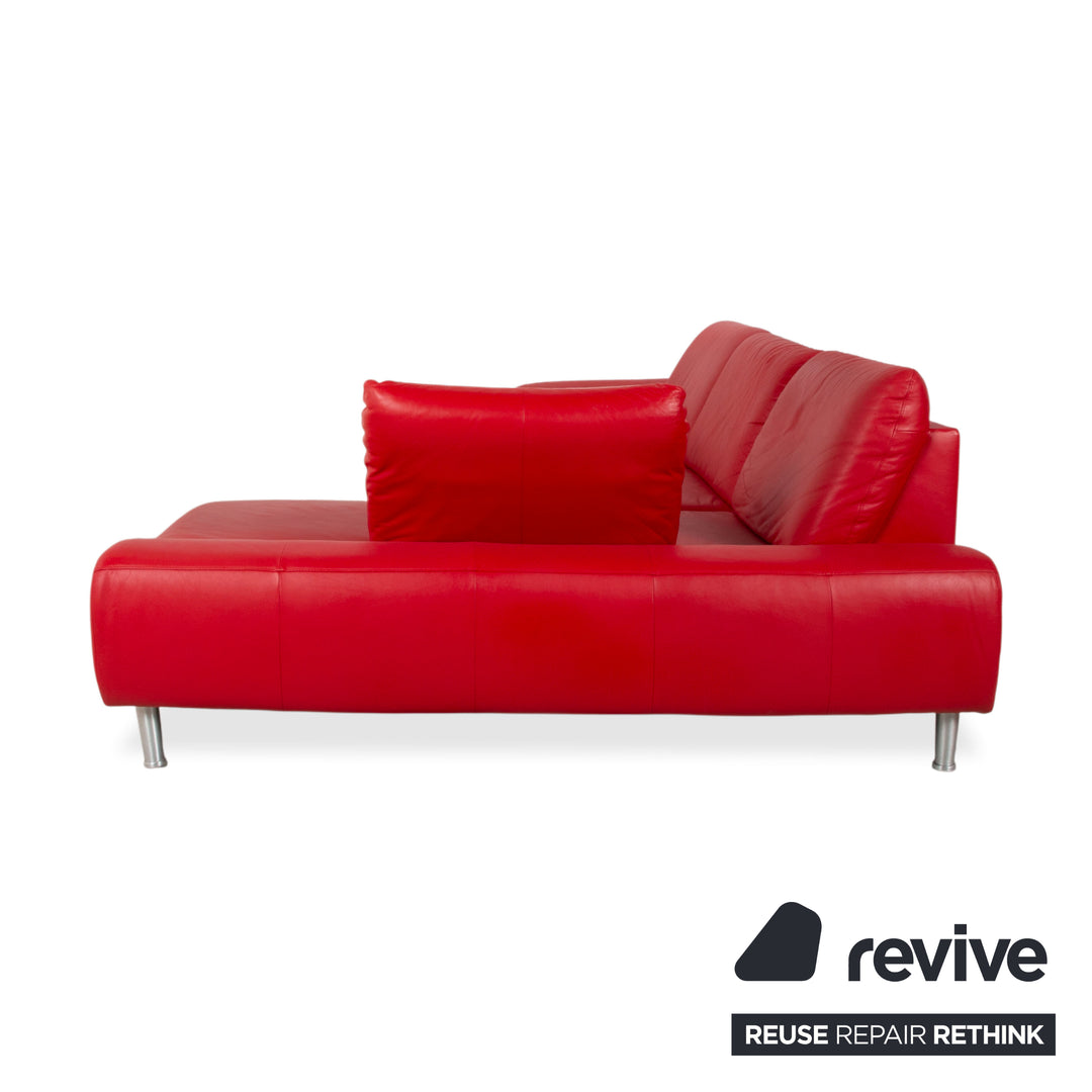 Willi Schillig Loop Leder Ecksofa Rot manuelle Funktion Recamiere Rechts