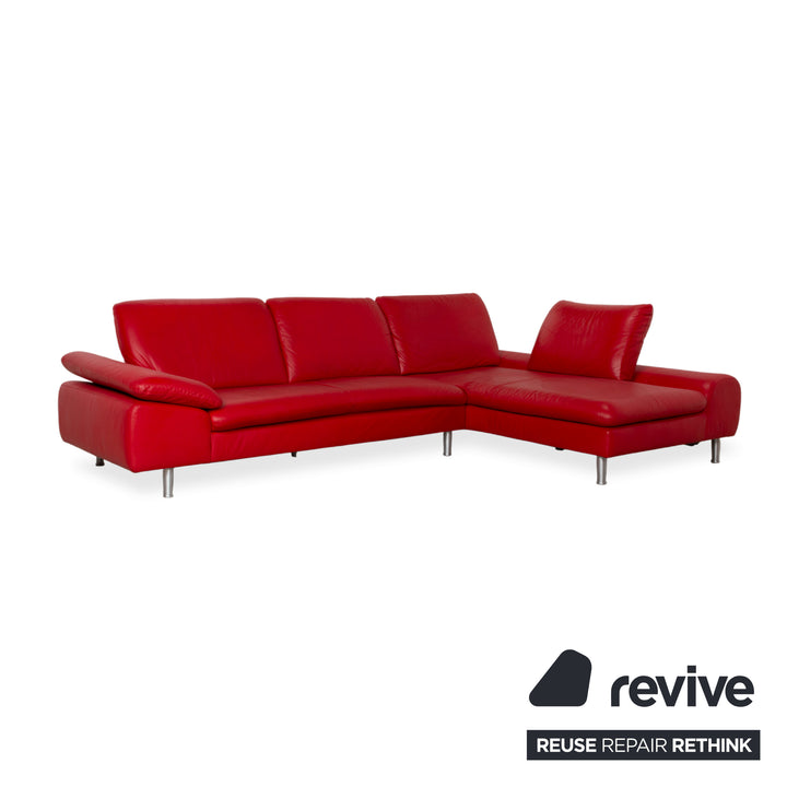 Willi Schillig Loop Leder Ecksofa Rot manuelle Funktion Recamiere Rechts