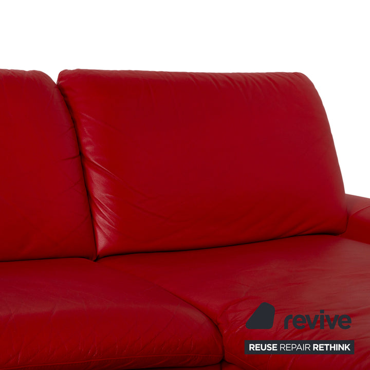 Willi Schillig Loop Leder Ecksofa Rot manuelle Funktion Recamiere Rechts