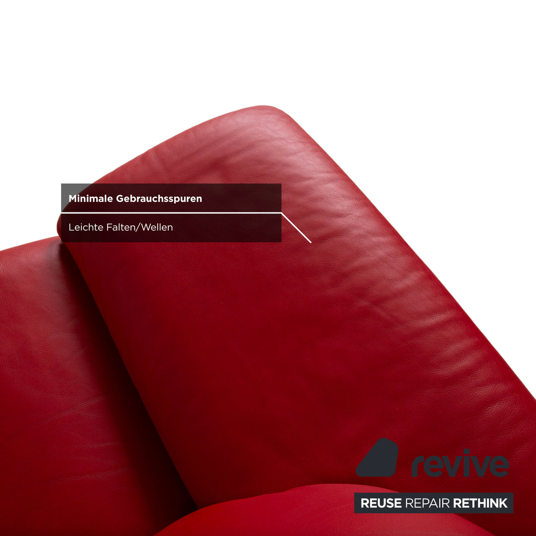 Willi Schillig Loop Leder Ecksofa Rot manuelle Funktion Recamiere Rechts