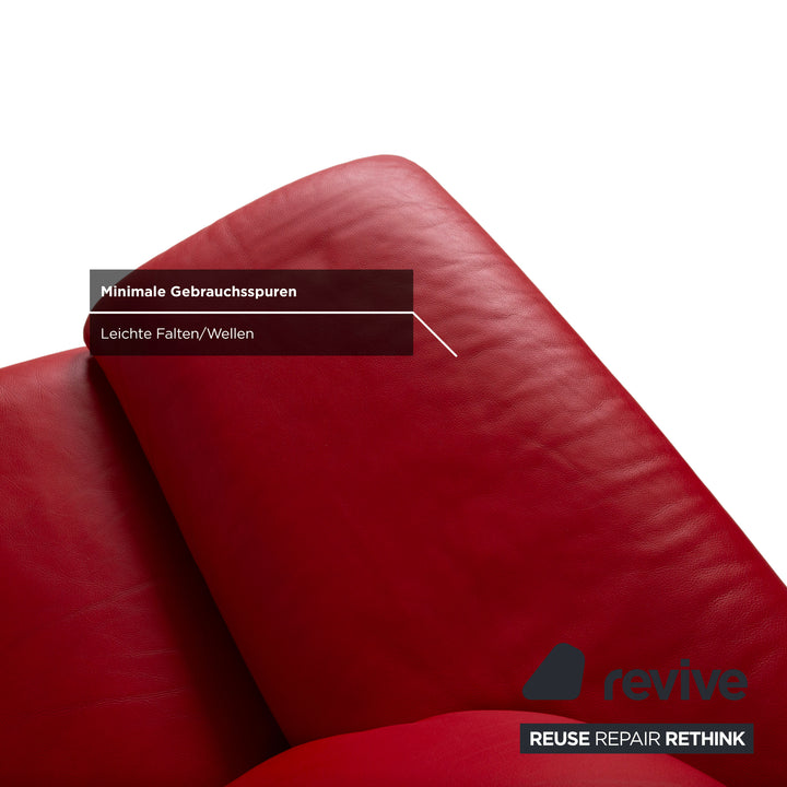 Willi Schillig Loop Leder Ecksofa Rot manuelle Funktion Recamiere Rechts