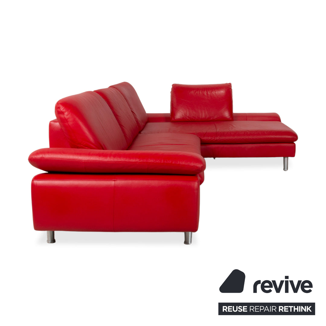 Willi Schillig Loop Leder Ecksofa Rot manuelle Funktion Recamiere Rechts
