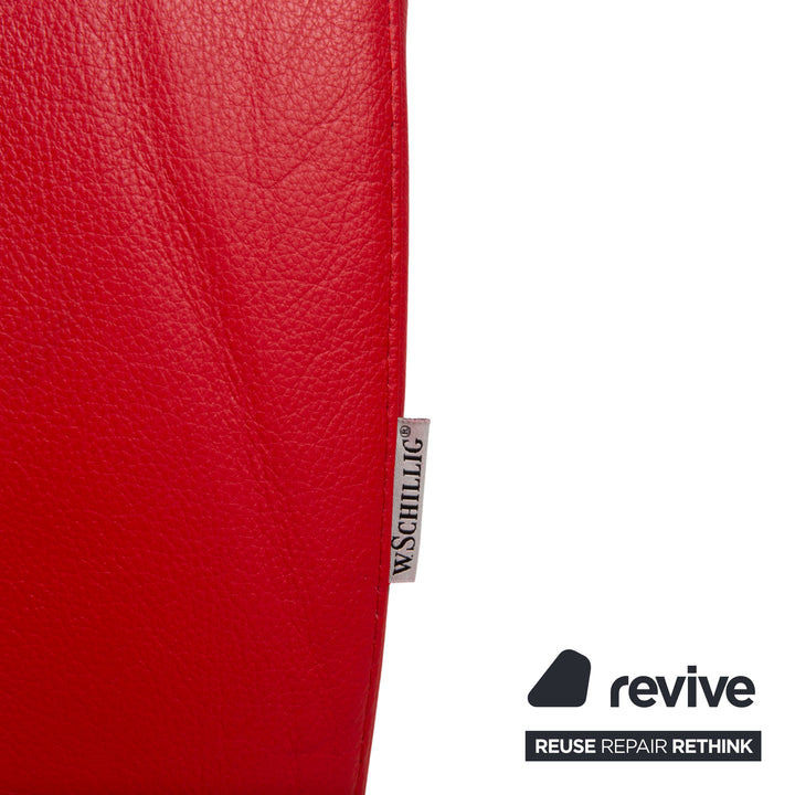 Willi Schillig Loop Leder Ecksofa Rot manuelle Funktion Recamiere Rechts