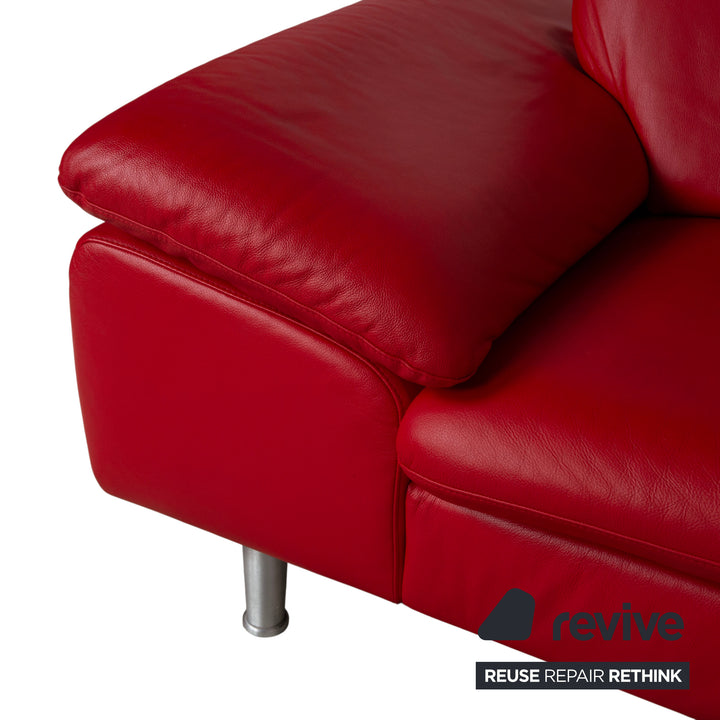 Willi Schillig Loop Leder Ecksofa Rot manuelle Funktion Recamiere Rechts