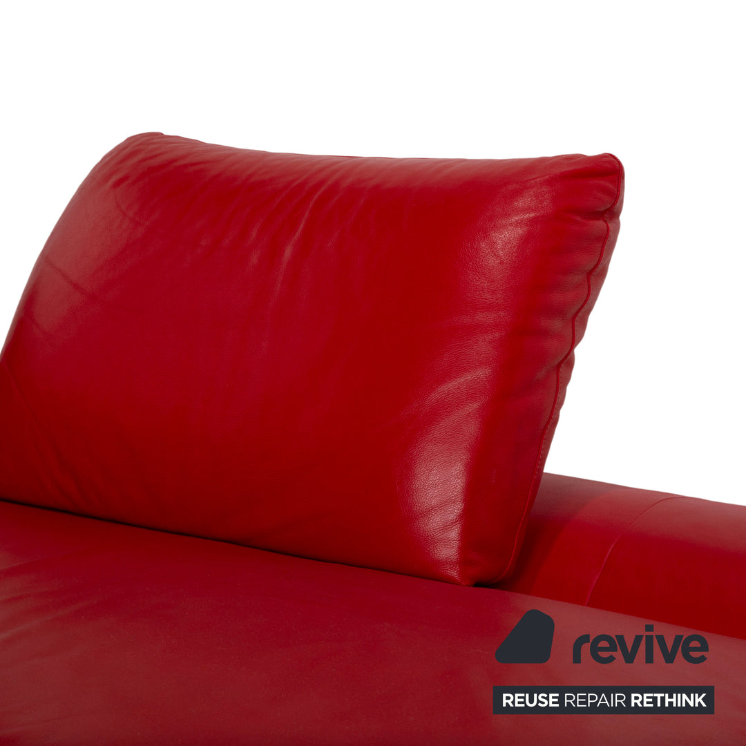 Willi Schillig Loop Leder Ecksofa Rot manuelle Funktion Recamiere Rechts