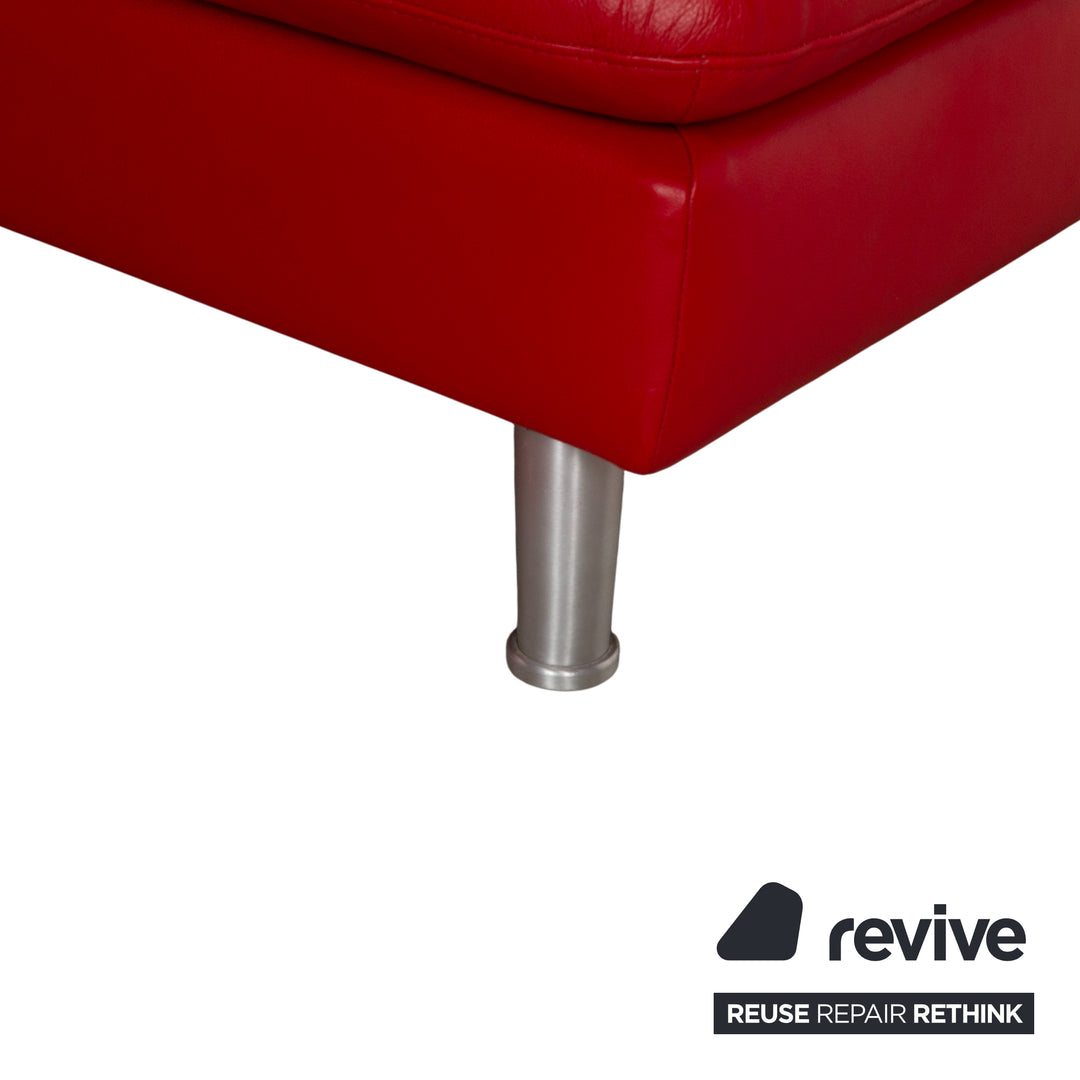 Willi Schillig Loop Leder Ecksofa Rot manuelle Funktion Recamiere Rechts