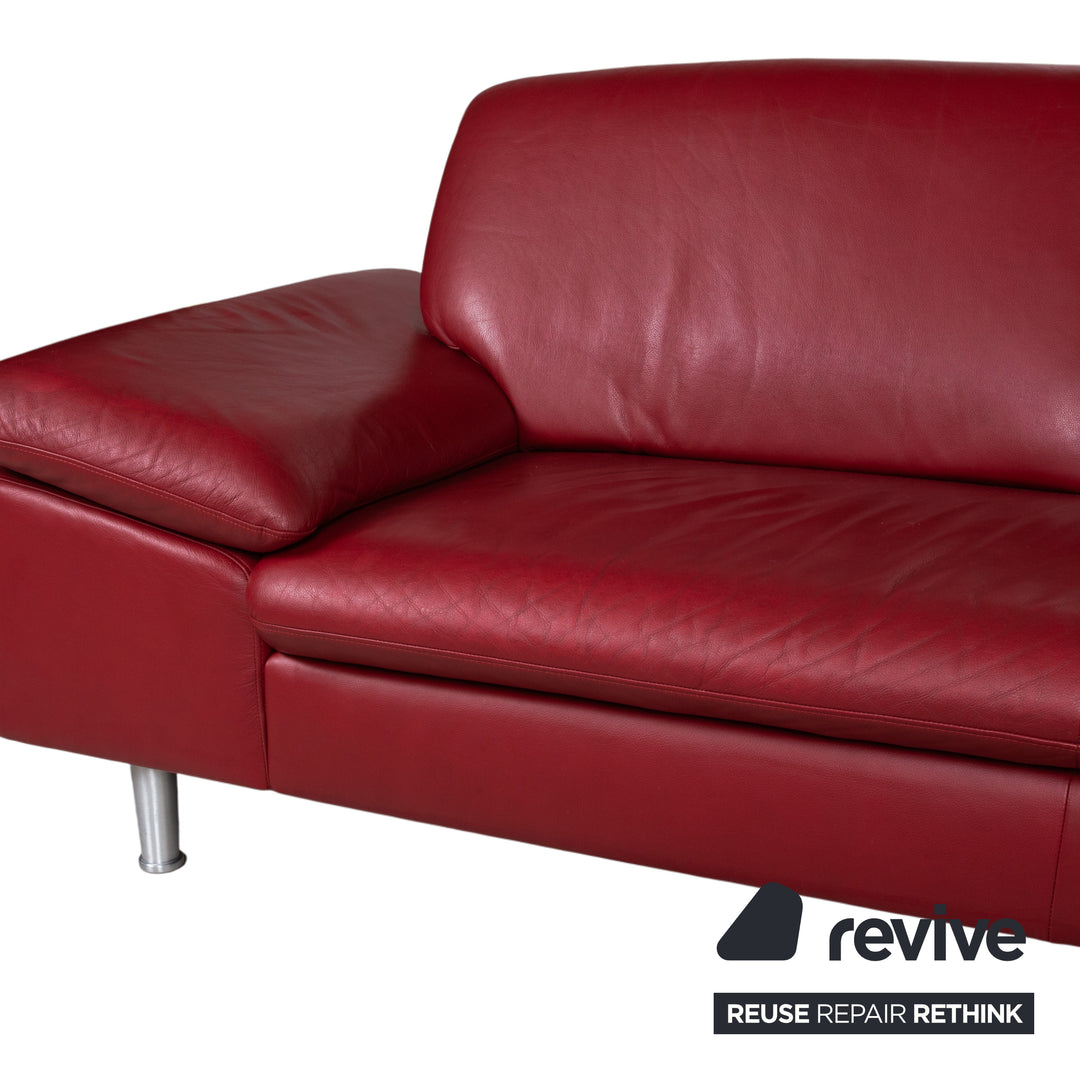 Willi Schillig Loop Canapé d'angle en cuir rouge fonction manuelle