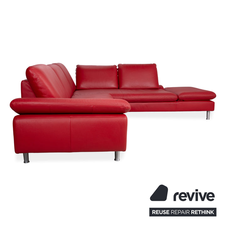 Willi Schillig Loop Canapé d'angle en cuir rouge fonction manuelle