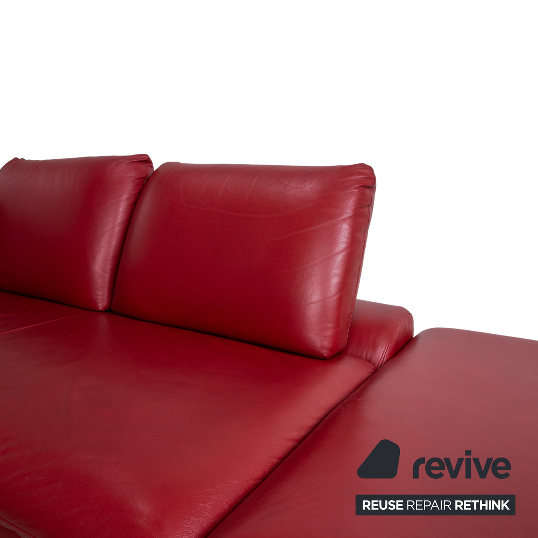 Willi Schillig Loop Canapé d'angle en cuir rouge fonction manuelle