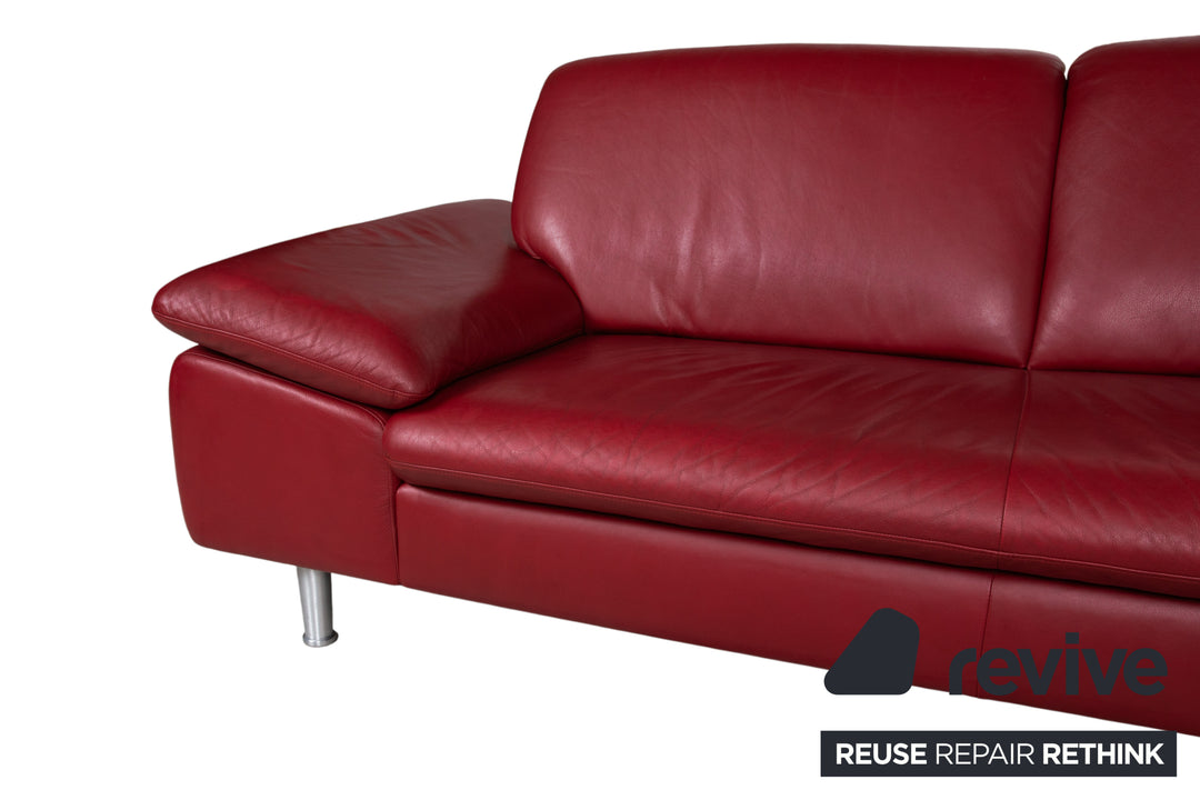 Willi Schillig Loop Leder Ecksofa Rot manuelle Funktion Sofa Couch