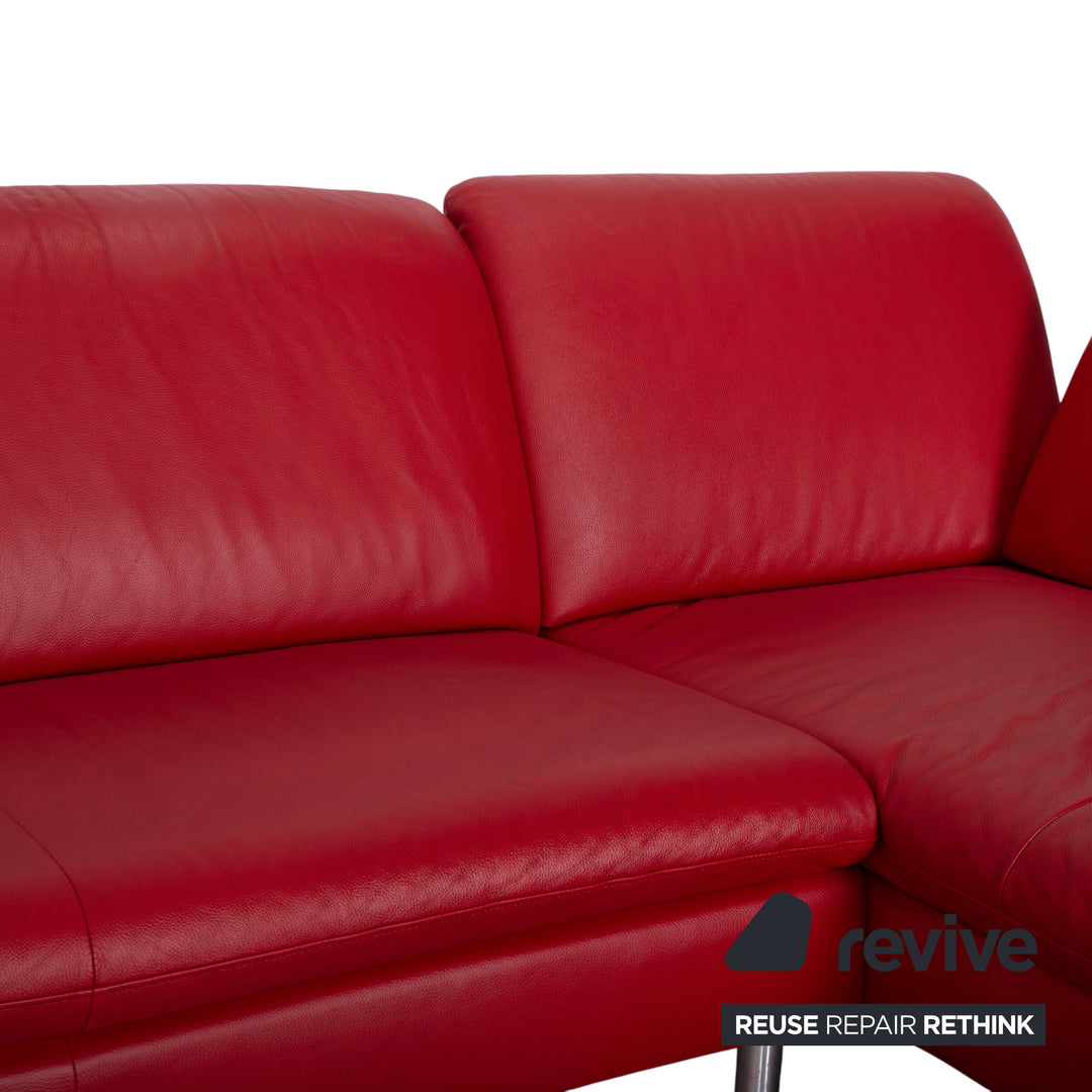 Willi Schillig Loop Canapé d'angle en cuir rouge fonction manuelle