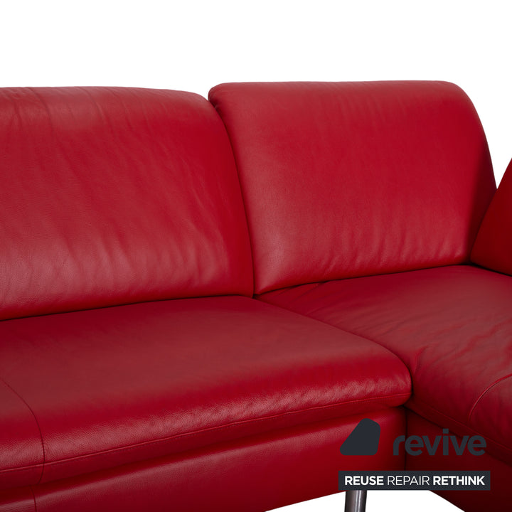 Willi Schillig Loop Canapé d'angle en cuir rouge fonction manuelle