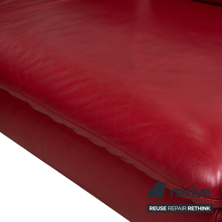Willi Schillig Loop Canapé d'angle en cuir rouge fonction manuelle