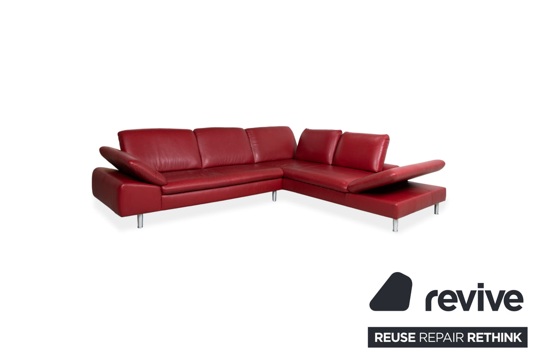 Willi Schillig Loop Leder Ecksofa Rot manuelle Funktion Sofa Couch