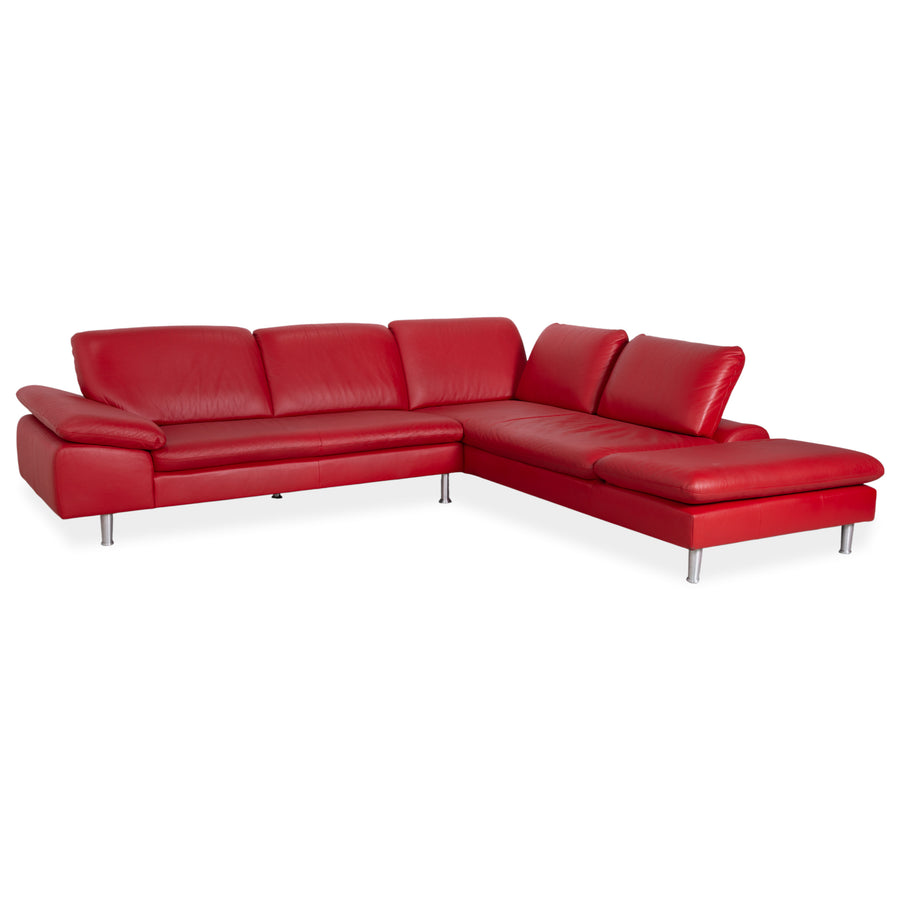 Willi Schillig Loop Canapé d'angle en cuir rouge fonction manuelle