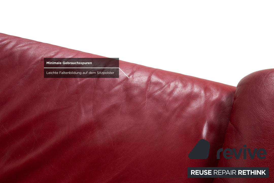 Willi Schillig Loop Leder Ecksofa Rot manuelle Funktion Sofa Couch