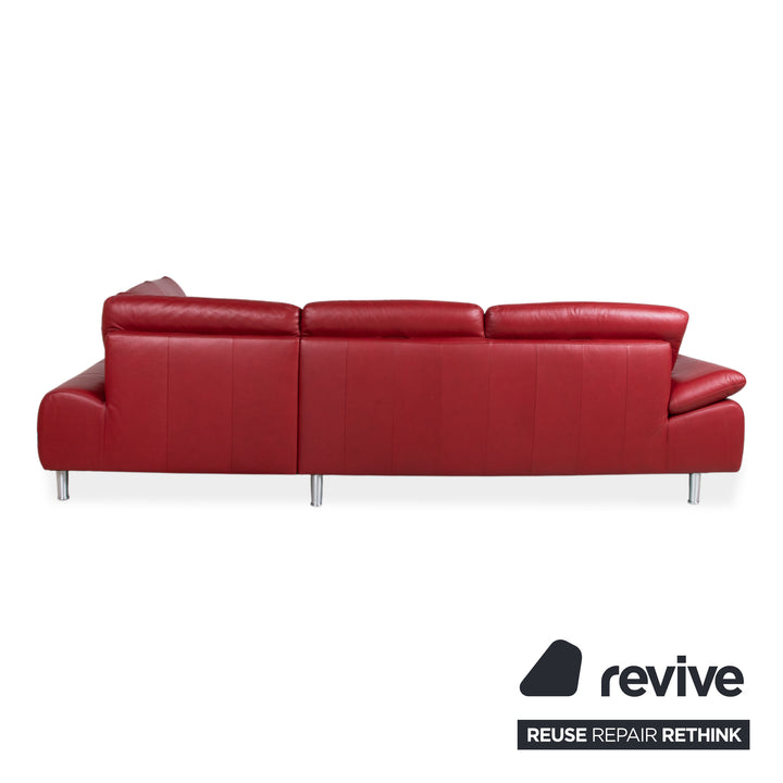 Willi Schillig Loop Canapé d'angle en cuir rouge fonction manuelle