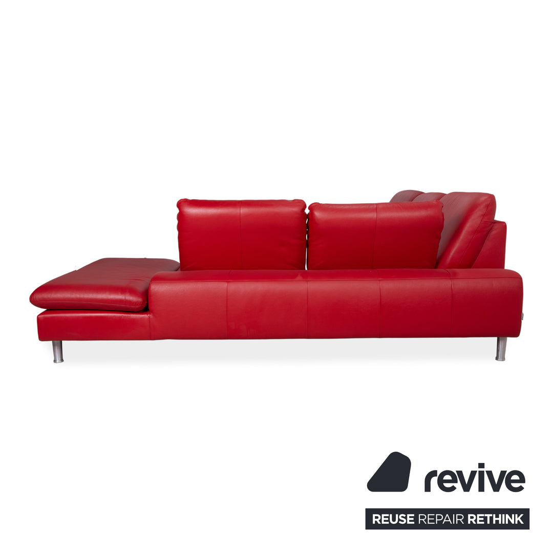 Willi Schillig Loop Canapé d'angle en cuir rouge fonction manuelle
