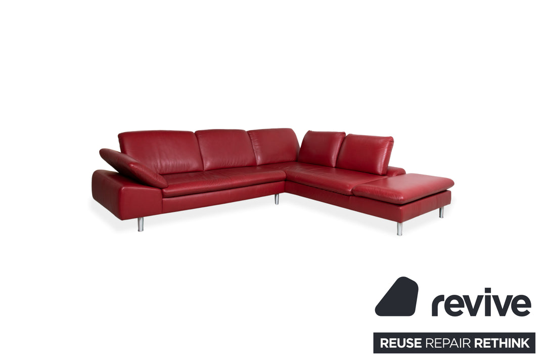 Willi Schillig Loop Leder Ecksofa Rot manuelle Funktion Sofa Couch