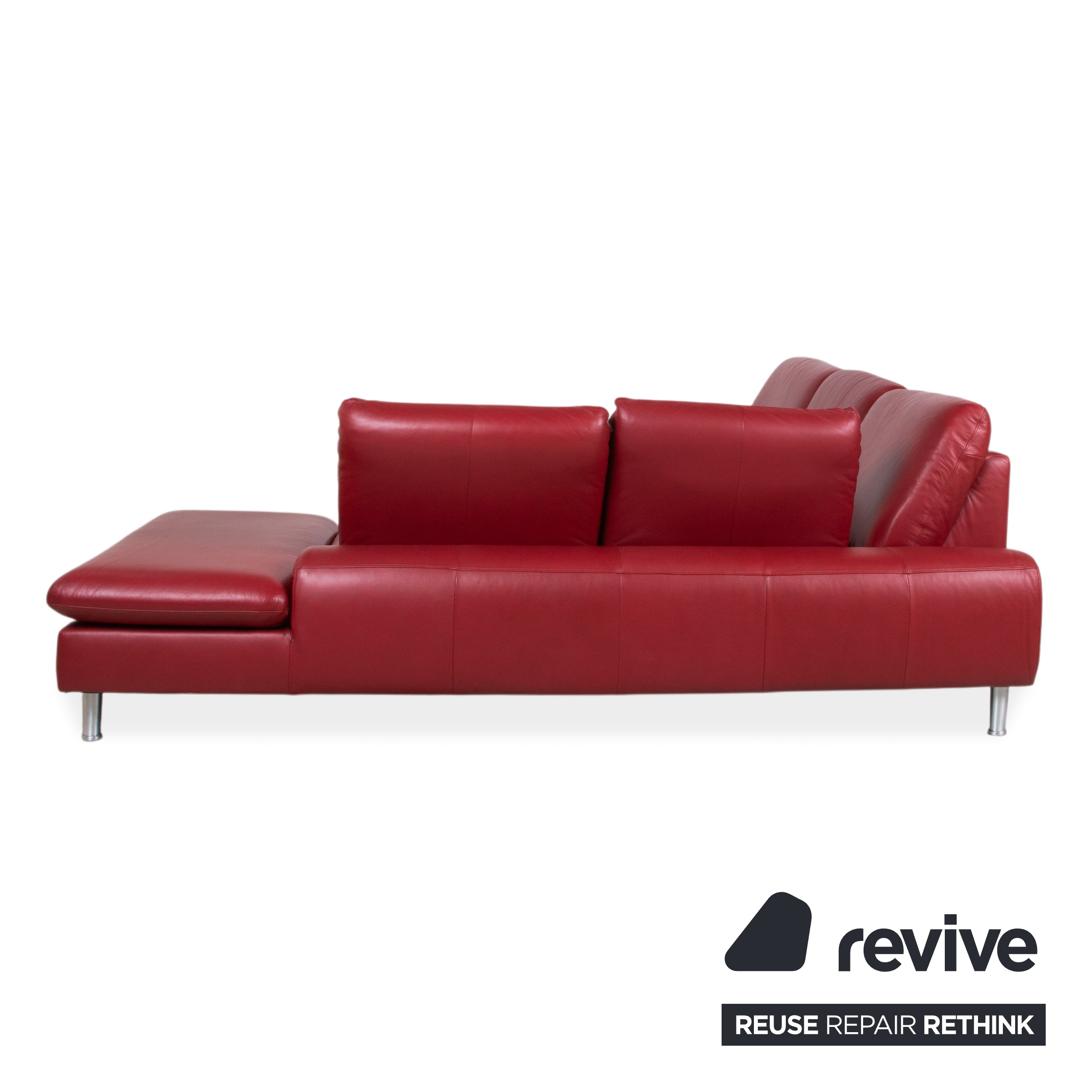 Willi Schillig Loop Canapé d'angle en cuir rouge fonction manuelle