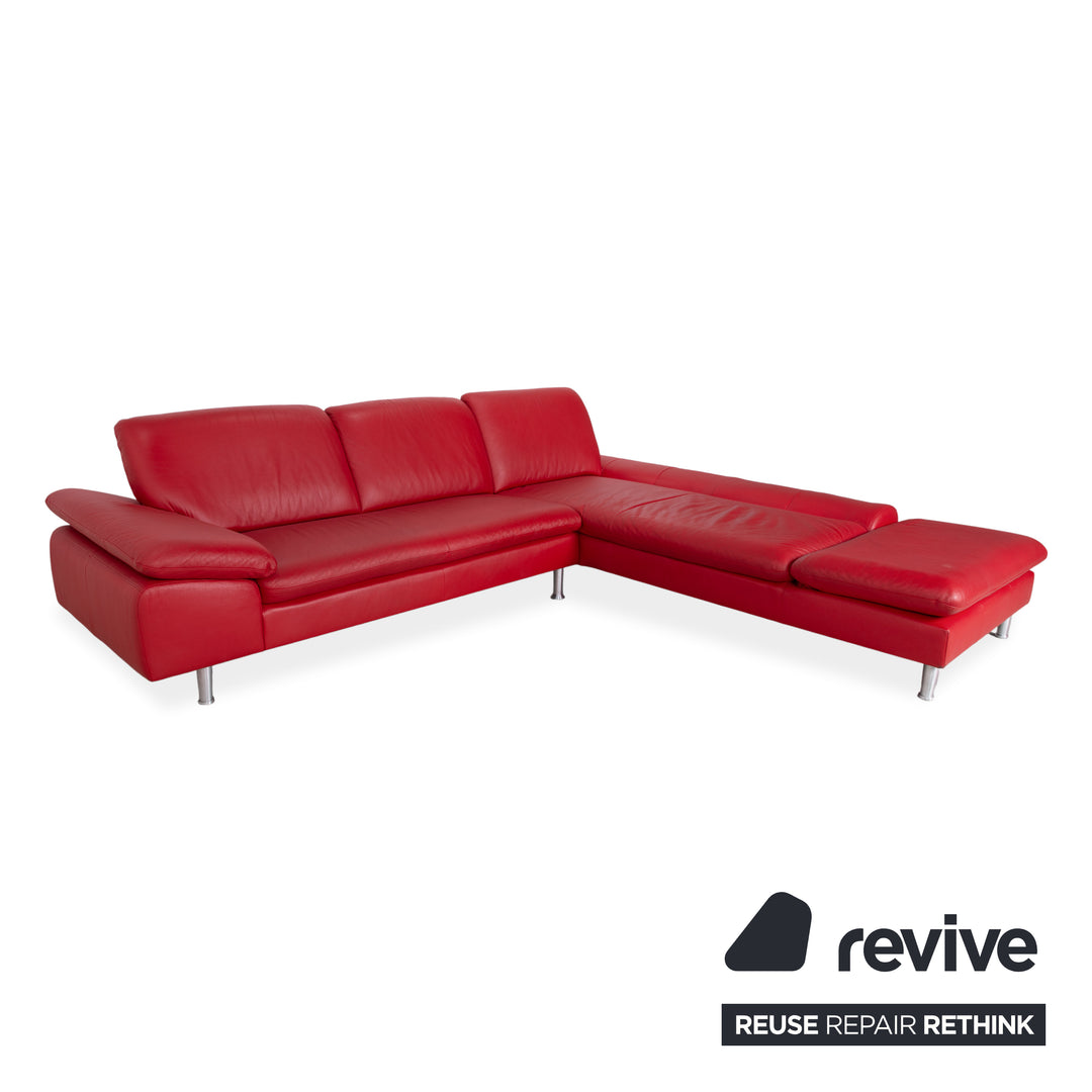 Willi Schillig Loop Canapé d'angle en cuir rouge fonction manuelle