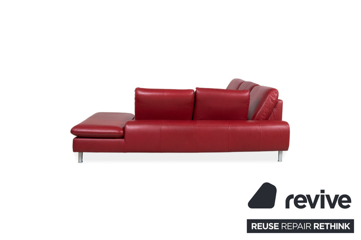 Willi Schillig Loop Leder Ecksofa Rot manuelle Funktion Sofa Couch