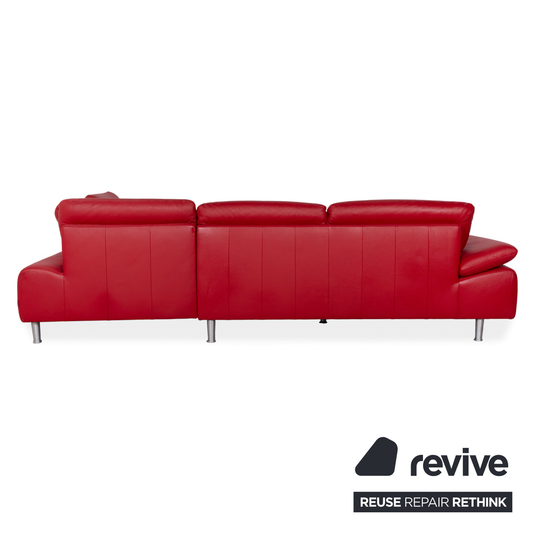 Willi Schillig Loop Canapé d'angle en cuir rouge fonction manuelle