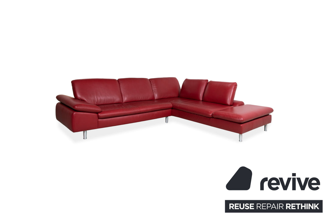 Willi Schillig Loop Leder Ecksofa Rot manuelle Funktion Sofa Couch