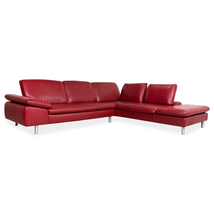 Willi Schillig Loop Canapé d'angle en cuir rouge fonction manuelle