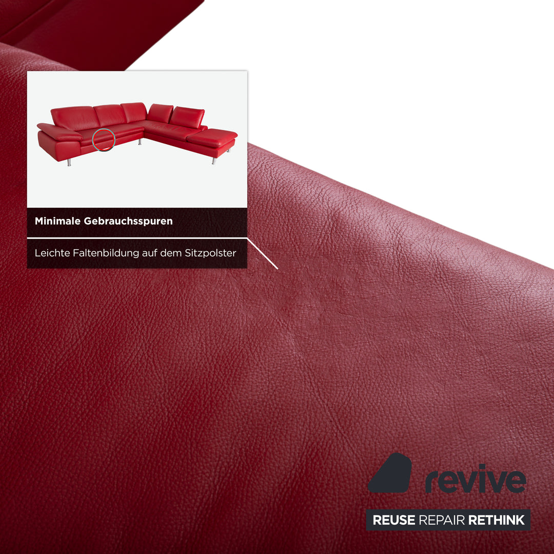 Willi Schillig Loop Canapé d'angle en cuir rouge fonction manuelle