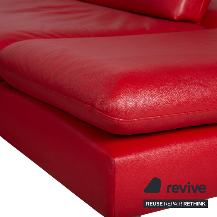 Willi Schillig Loop Canapé d'angle en cuir rouge fonction manuelle