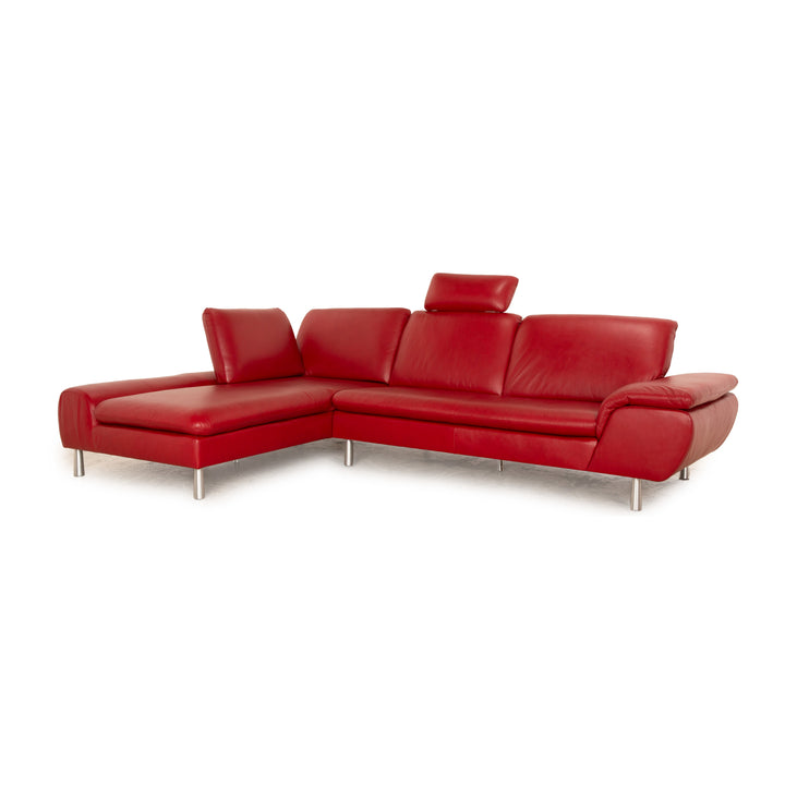 Willi Schillig Loop Leather Corner Sofa Red Recamiere Left Sofa Couch manual function