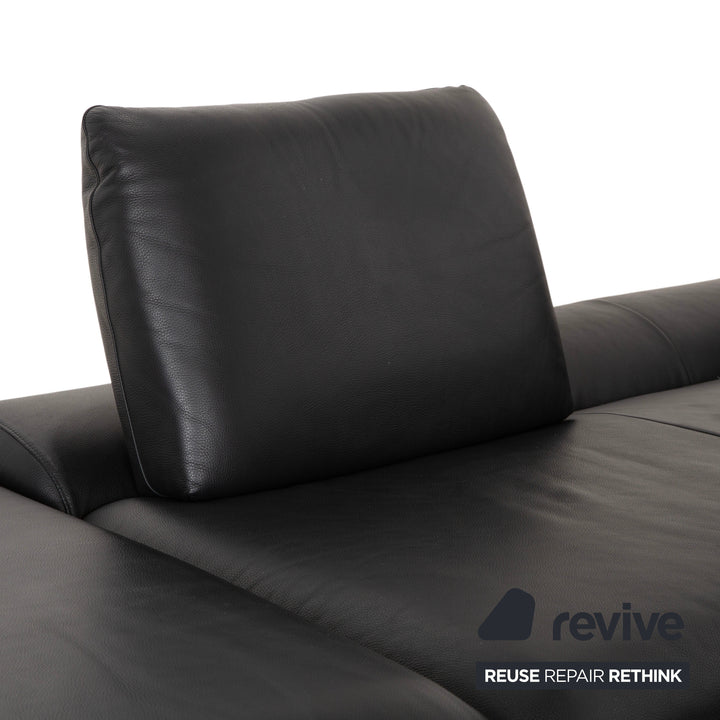 Willi Schillig Loop Leather Corner Sofa Black Anthracite Sofa Couch Manual Function