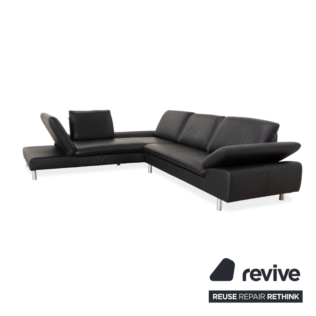 Willi Schillig Loop Leather Corner Sofa Black Anthracite Sofa Couch Manual Function