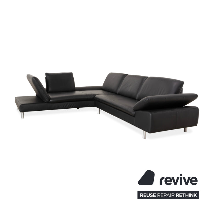 Willi Schillig Loop Leather Corner Sofa Black Anthracite Sofa Couch Manual Function