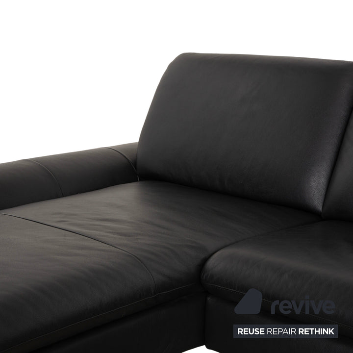 Willi Schillig Loop Leather Corner Sofa Black Anthracite Sofa Couch Manual Function